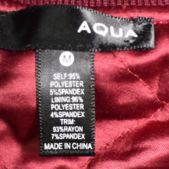 Aqua Burgundy Red Velvet Bomber Jacket Size Medium Full Zip Soft Retro Chic - Picture 10 of 10